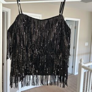 Windsor Black Fringe Tank Top
